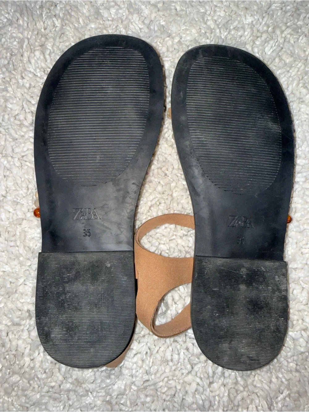 Zara Beaded Brown Girls Sandals - Strappy Slip-On
